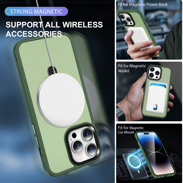 For iPhone 15 Plus MagSafe Holder Skin-feel PC Hybrid TPU Phone Case(Green)