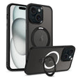 For iPhone 15 MagSafe Holder Skin-feel PC Hybrid TPU Phone Case(Black) - iPhone 15 Cases by PMC TechLife | Online Shopping South Africa | PMC TechLife
