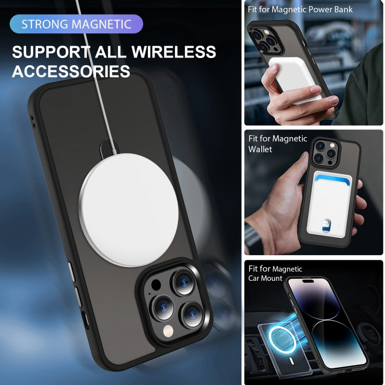 For iPhone 15 MagSafe Holder Skin-feel PC Hybrid TPU Phone Case(Black)