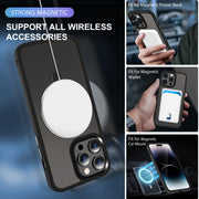 For iPhone 15 MagSafe Holder Skin-feel PC Hybrid TPU Phone Case(Black)