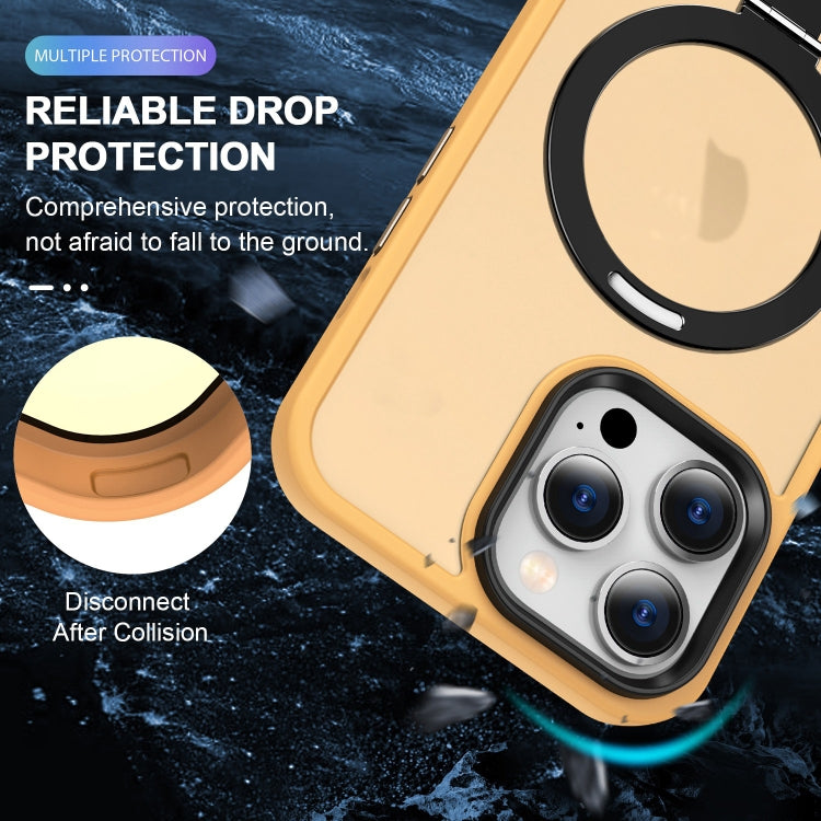 For iPhone 14 MagSafe Holder Skin-feel PC Hybrid TPU Phone Case(Orange)