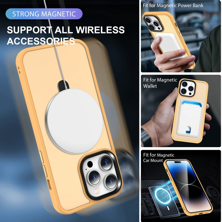 For iPhone 14 MagSafe Holder Skin-feel PC Hybrid TPU Phone Case(Orange)