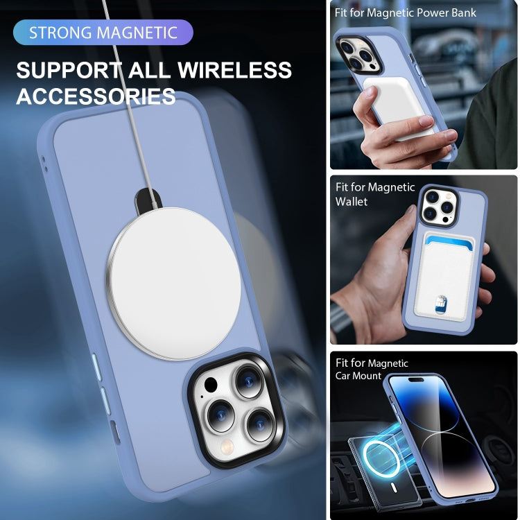 For iPhone 14 MagSafe Holder Skin-feel PC Hybrid TPU Phone Case(Blue)