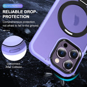 For iPhone 14 Pro Skin-feel MagSafe Holder PC Hybrid TPU Phone Case(Purple)