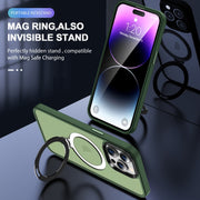 For iPhone 13 Pro Skin-feel MagSafe Holder PC Hybrid TPU Phone Case(Green)