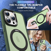 For iPhone 13 Pro Skin-feel MagSafe Holder PC Hybrid TPU Phone Case(Green)
