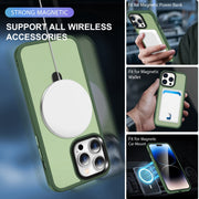 For iPhone 13 Pro Skin-feel MagSafe Holder PC Hybrid TPU Phone Case(Green)