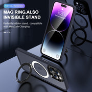 For iPhone 13 MagSafe Holder Skin-feel PC Hybrid TPU Phone Case(Dark Blue)