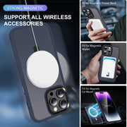 For iPhone 13 MagSafe Holder Skin-feel PC Hybrid TPU Phone Case(Dark Blue)