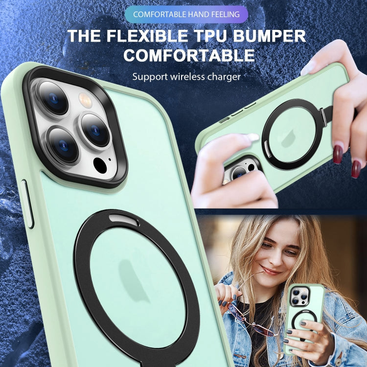 For iPhone 12 Pro Max MagSafe Holder Skin-feel PC Hybrid TPU Phone Case(Matcha Green)