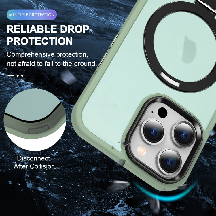 For iPhone 12 Pro Max MagSafe Holder Skin-feel PC Hybrid TPU Phone Case(Matcha Green)