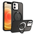 For iPhone 12 MagSafe Holder Skin-feel PC Hybrid TPU Phone Case(Black) - iPhone 12 / 12 Pro Cases by PMC TechLife | Online Shopping South Africa | PMC TechLife