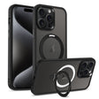 For iPhone 16 Pro Skin-feel MagSafe Holder PC Hybrid TPU Phone Case(Black) - free shipping - PMC TechLife - Order now!