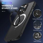 For iPhone 16 Pro Skin-feel MagSafe Holder PC Hybrid TPU Phone Case(Black)