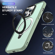 For iPhone 16 Pro MagSafe Holder Skin-feel PC Hybrid TPU Phone Case(Matcha Green)