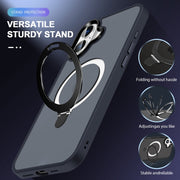 For iPhone 16 Plus Skin-feel MagSafe Holder PC Hybrid TPU Phone Case(Dark Blue)