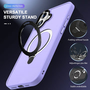 For iPhone 16 Plus Skin-feel MagSafe Holder PC Hybrid TPU Phone Case(Purple)