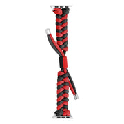 For Apple Watch Ultra 2 49mm Paracord Fishtail Braided Silicone Bead Watch Band(Black Red)