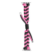 For Apple Watch Ultra 2 49mm Paracord Fishtail Braided Silicone Bead Watch Band(Black Rose Red)