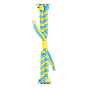 For Apple Watch Ultra 2 49mm Paracord Fishtail Braided Silicone Bead Watch Band(Light Blue Yellow)