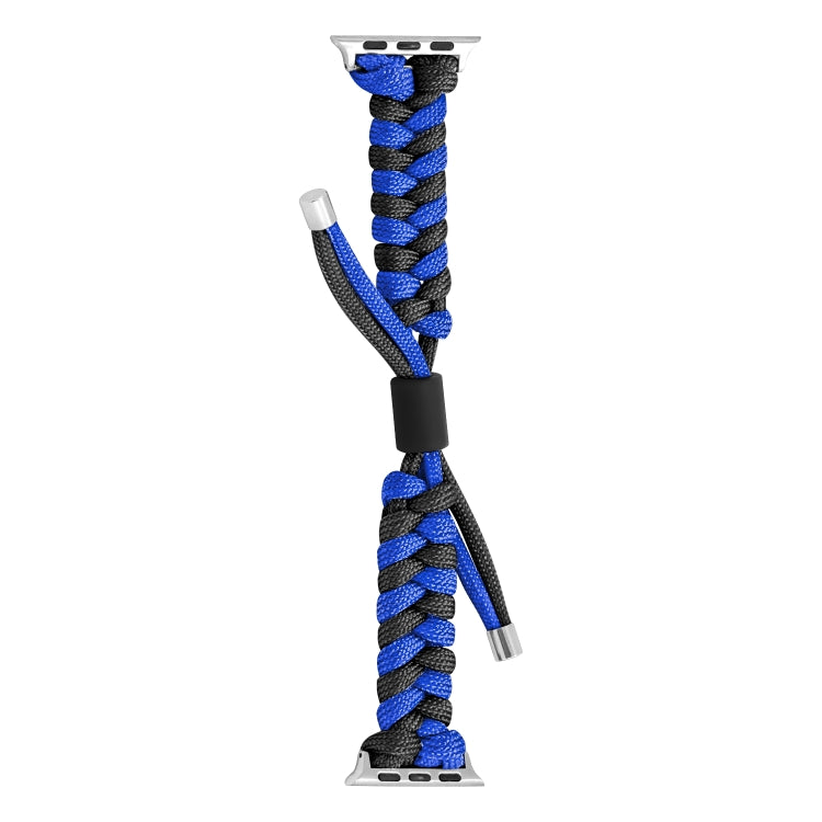 For Apple Watch Ultra 49mm Paracord Fishtail Braided Silicone Bead Watch Band(Black Blue)