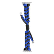 For Apple Watch Ultra 49mm Paracord Fishtail Braided Silicone Bead Watch Band(Black Blue)