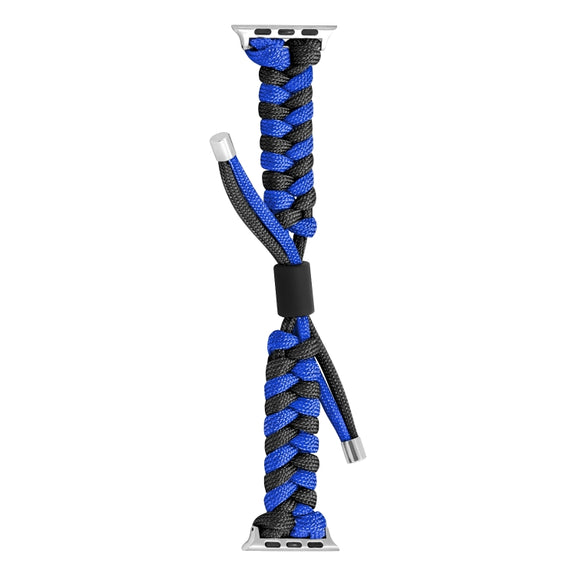 For Apple Watch Ultra 49mm Paracord Fishtail Braided Silicone Bead Watch Band(Black Blue)