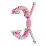 For Apple Watch Ultra 49mm Paracord Fishtail Braided Silicone Bead Watch Band(Pink Grey)
