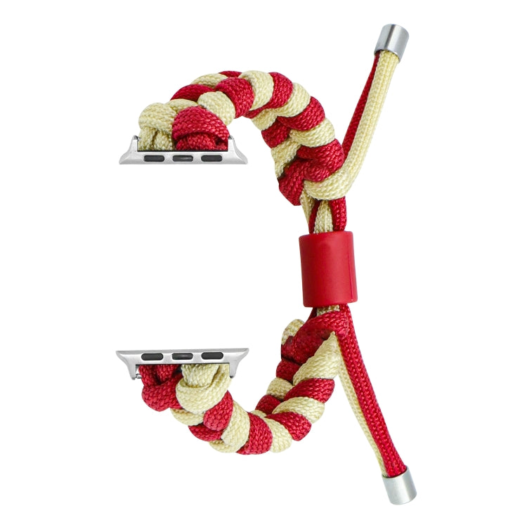 For Apple Watch Ultra 49mm Paracord Fishtail Braided Silicone Bead Watch Band(Red Light Yellow)
