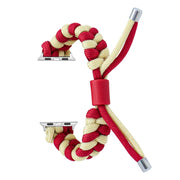 For Apple Watch Ultra 49mm Paracord Fishtail Braided Silicone Bead Watch Band(Red Light Yellow)