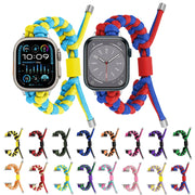 For Apple Watch Ultra 49mm Paracord Fishtail Braided Silicone Bead Watch Band(Black Red)