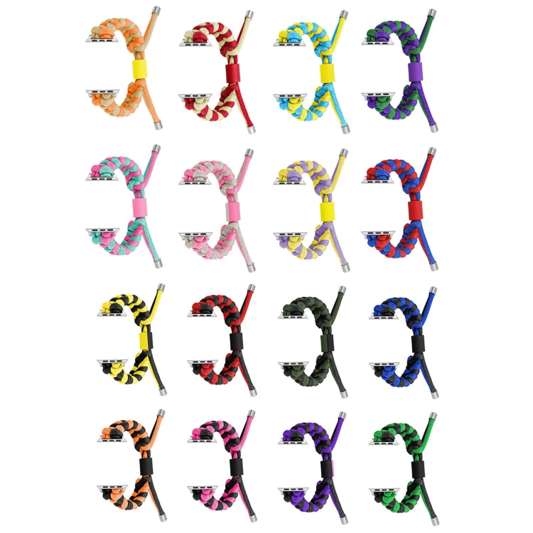 For Apple Watch Ultra 49mm Paracord Fishtail Braided Silicone Bead Watch Band(Pink Grey)