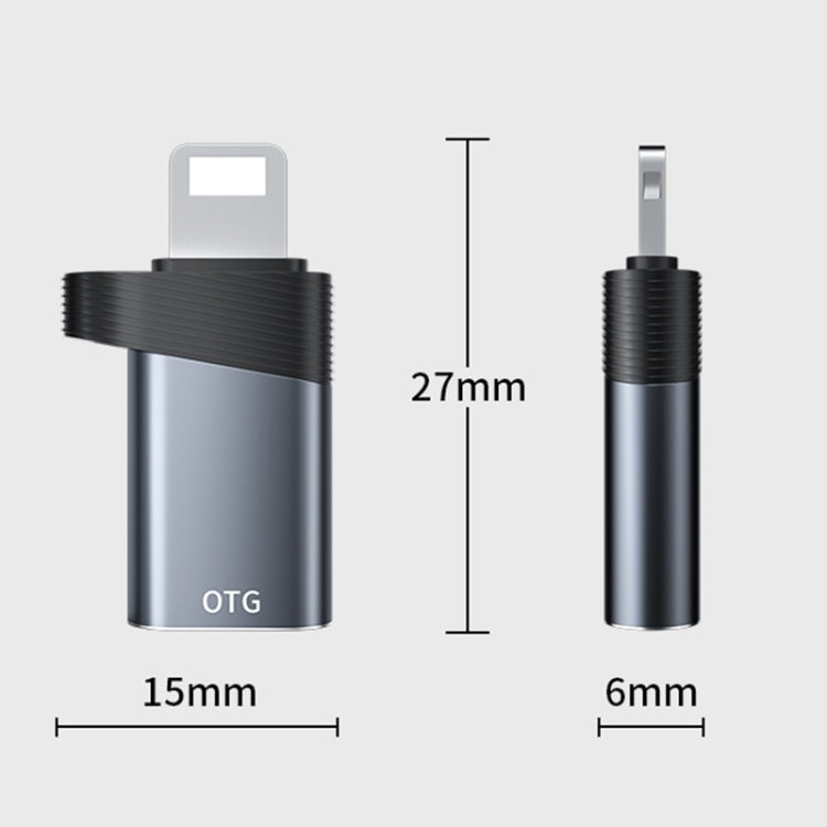 ADS-616B 8 Pin Male to USB-C/Type-C Female OTG Adapter(Silver)