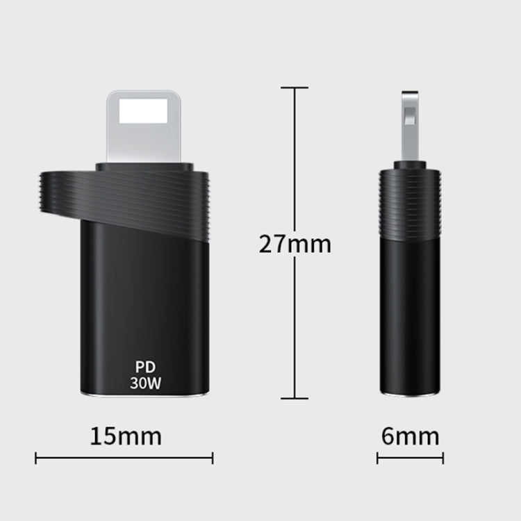 ADS-616A PD 30W 8 Pin Male to USB-C/Type-C Female Adapter(Grey)