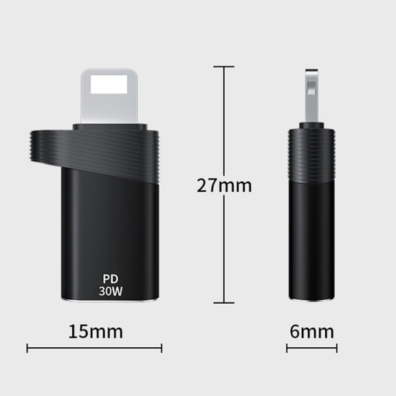 ADS-616A PD 30W 8 Pin Male to USB-C/Type-C Female Adapter(Silver)