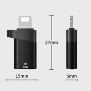 ADS-616A PD 30W 8 Pin Male to USB-C/Type-C Female Adapter(Gun Grey)