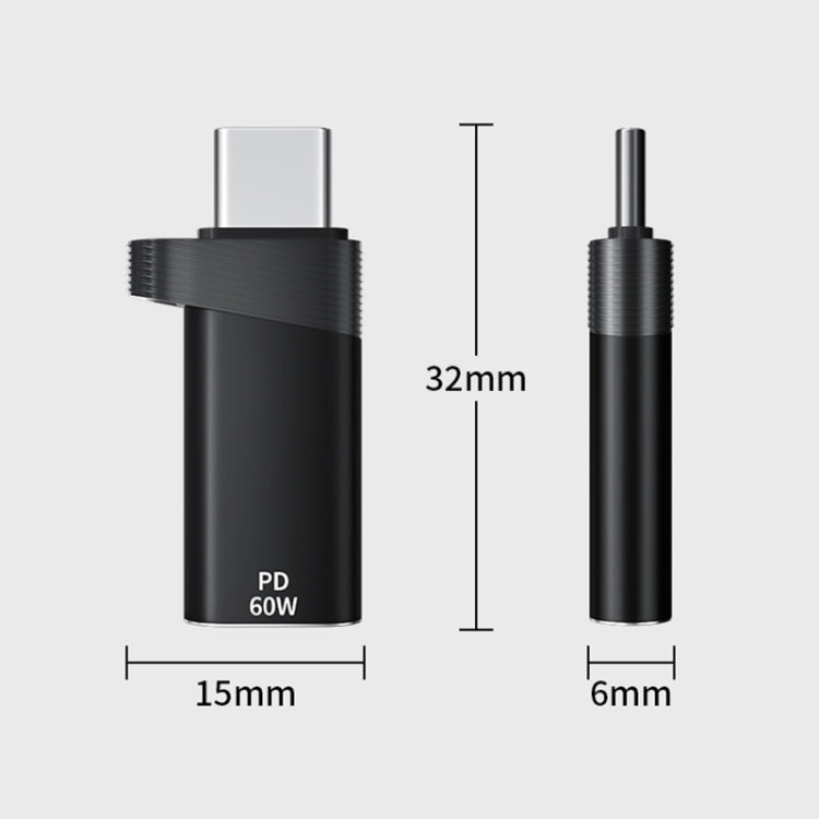 ADS-615 PD 60W USB-C/Type-C Male to 8 Pin Female Adapter(Black)