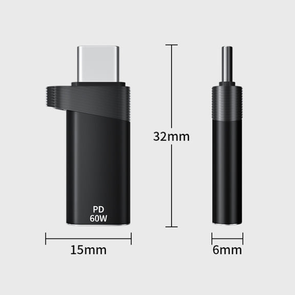 ADS-615 PD 60W USB-C/Type-C Male to 8 Pin Female Adapter(Black)