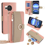 For Sharp Aquos R8 SH-52D Crossbody Litchi Texture Leather Phone Case(Pink)