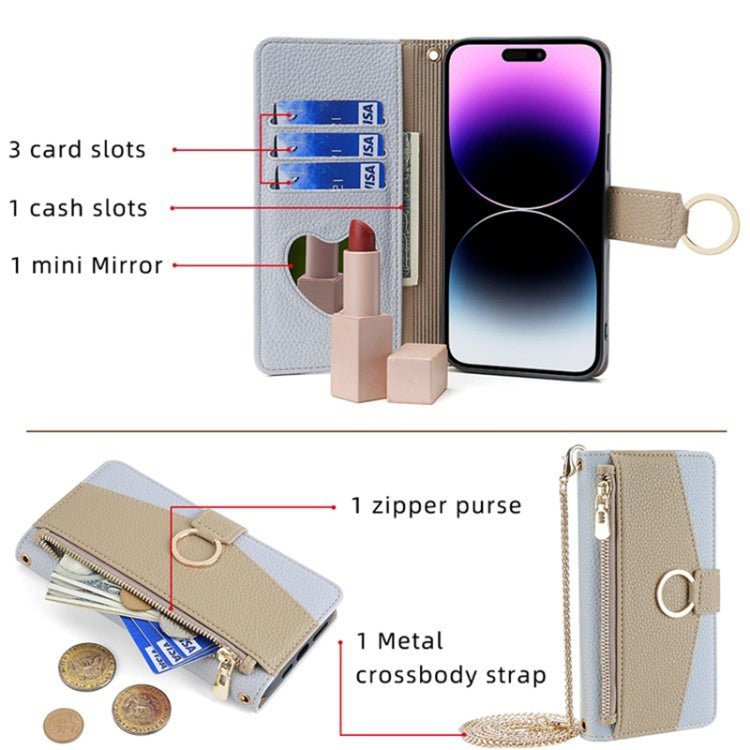 For Sharp Aquos R9 Crossbody Litchi Texture Leather Phone Case(Blue)