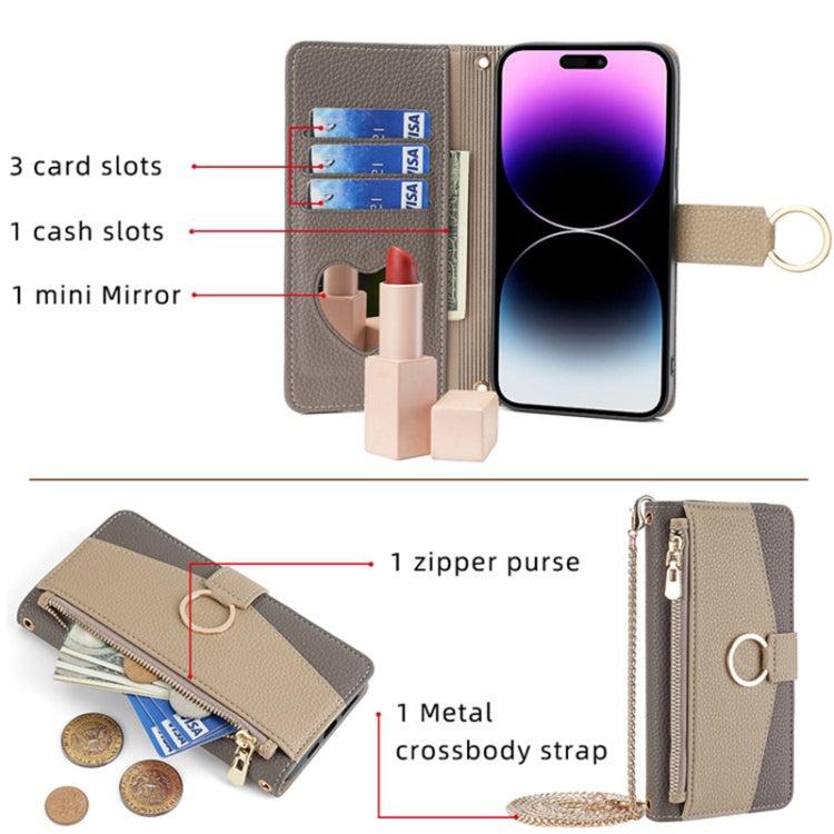 For Sharp Aquos R9 Crossbody Litchi Texture Leather Phone Case(Grey)