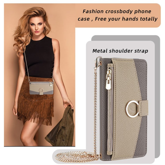 For Sharp Aquos R9 Crossbody Litchi Texture Leather Phone Case(Grey)
