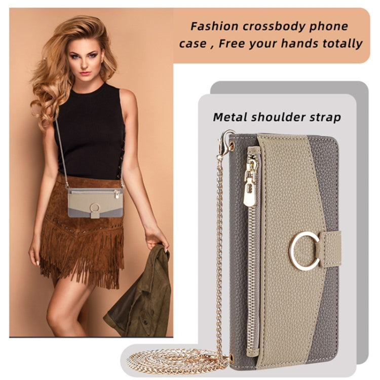 For Sharp Aquos R9 Crossbody Litchi Texture Leather Phone Case(Grey)