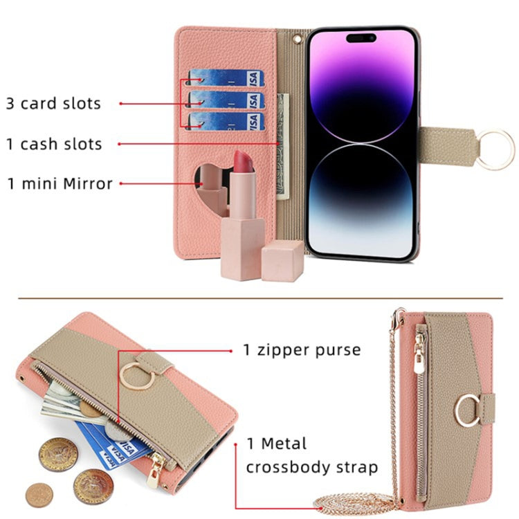 For Sharp Aquos R9 Crossbody Litchi Texture Leather Phone Case(Pink)