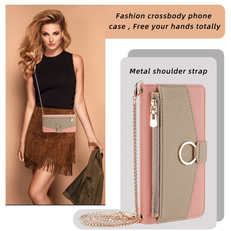 For Sharp Aquos R9 Crossbody Litchi Texture Leather Phone Case(Pink)