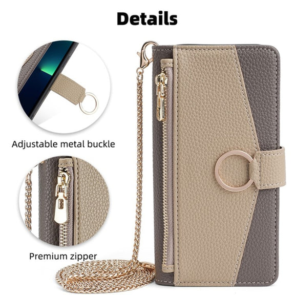 For Sharp Aquos wish4 Crossbody Litchi Texture Leather Phone Case(Grey)
