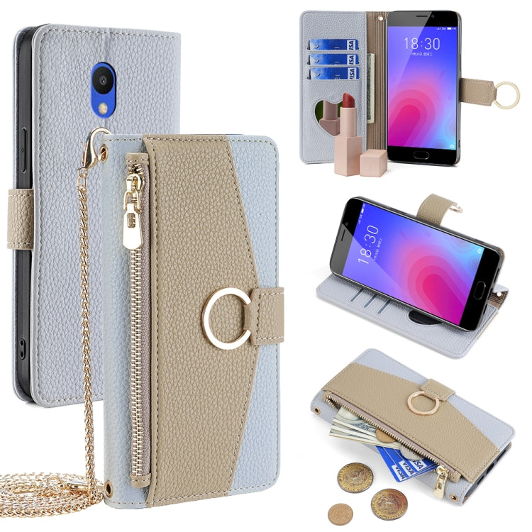 For Meizu M6 Crossbody Litchi Texture Leather Phone Case(Blue)