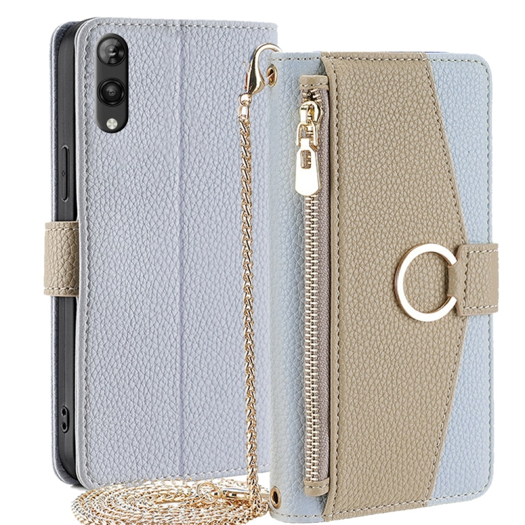 For Rakuten Hand 5G Crossbody Litchi Texture Leather Phone Case(Blue)