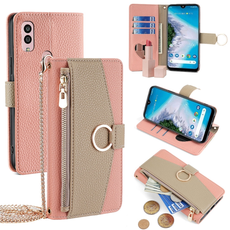 For Kyocera Android One S10 Crossbody Litchi Texture Leather Phone Case(Pink)