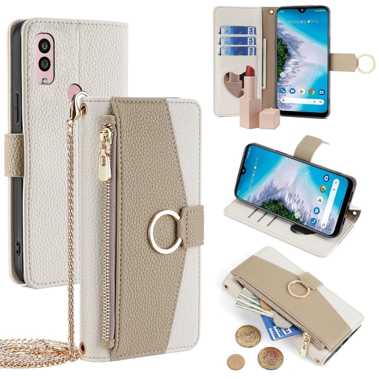 For Kyocera Android One S10 Crossbody Litchi Texture Leather Phone Case(White)